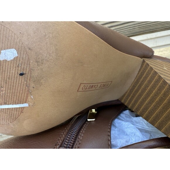 Vince Camuto Edia Tan Leather Studded Peep Toe Ankle Booties, 8W - Picture 10 of 16